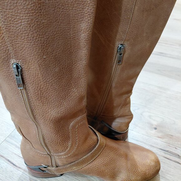 Ugg Womens Channing Tall Brown Leather Riding Boots Western Buckle Zipper Size 8 - Picture 7 of 8